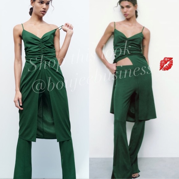 ZARA - 2pcs Chain Trim Tunic + Pants with Side Vents Coord Set - Picture 3 of 6